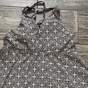 Ava Viv lattice back black and white Tankini Top